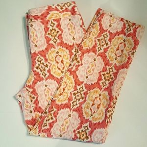 Talbots Stretch Capri Pants Pink Print